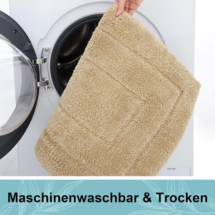 Килимок для ванної кімнати Homaxy з мікрофібри, 60x90 см, антиковзаючі, швидковисихаючий, бежевий