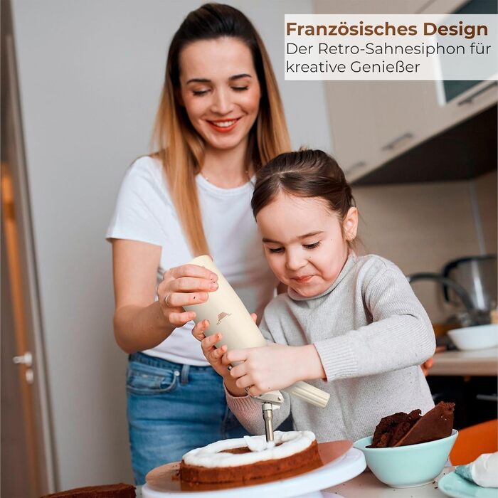 SO'Maison Sahnespender 500 мл – професійний сахнеспрей для збивання вершків, мусів та еспуми – вінтажний дизайн, з рецептами для самостійного наповнення