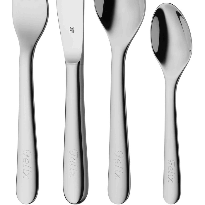 Набір дитячого столового прибору WMF Kinderbesteck Set, нержавіюча сталь, 4 шт., для дітей від 3 років, Cromargan, придатний для миття в посудомийній машині, без гравіювання