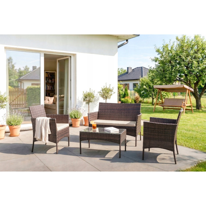Комплект садових меблів із техноротанга MEBEL ELITE, коричневий, 4 предмети