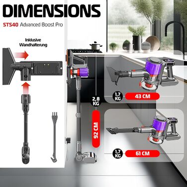 Бездротовий акумуляторний пилосос KESSER® з LED дисплеєм, до 60 хв роботи, тихий, без мішка, з антизаплутуючою насадкою, HEPA фільтром, аромакапсулою (чорний/сірий)