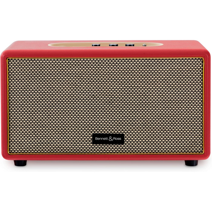 Ретро Bluetooth колонка Bennett & Ross BB-860RD Blackmore у шкіряній обробці, 2x30 Вт, USB MP3-плеєр, AUX, червона