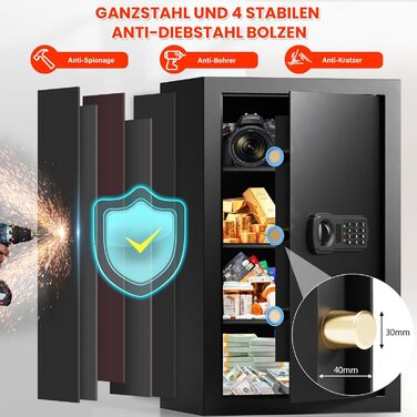 Вогнетривкий сейф Safe Tresor 85L з цифровим замком для зброї, золота, документів та медикаментів