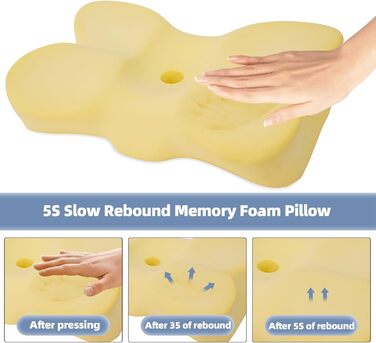 Подушка для шиї Jiaao Memory Foam, комфорт для всіх положень сну, можна прати, 64x39x13 см (пелюстка)