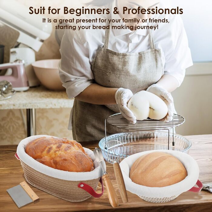 Набір для випічки хліба: корзинка з бавовняного шнура, набір для закваски, аксесуари для випічки, дріжджовий міксер, скребок для тіста, для початківців