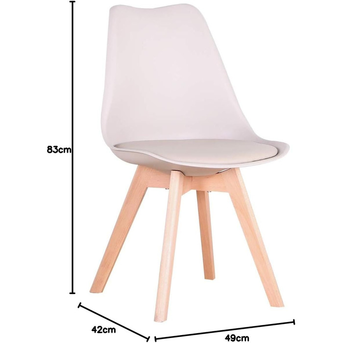 Набір з 6 стільців для їдальні, скандинавський стиль, ретро-дизайн, з м'яким сидінням, для кухні/офісу, з масивними буковими ніжками (колір: коричневий)