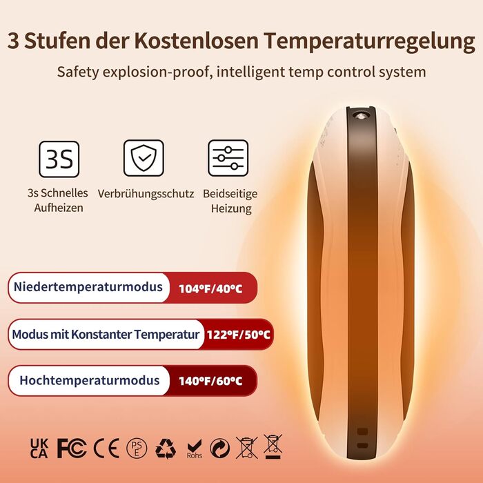 Електричні грілки для рук 2 шт. 10000 mAh з цифровим дисплеєм, USB-зарядка, Powerbank, подарунок на зиму для жінок та дітей (чорний/сріблястий)