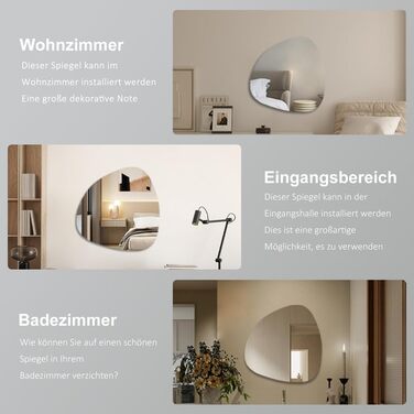 Дзеркало для ванної кімнати Spiegel Schwarz 40x60 см з металевим каркасом | Прямокутне настінне дзеркало для ванної, вітальні, спальні, гостьової кімнати