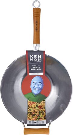 Кен Хом KH420001 міні-вок з вуглецевої сталі, Excellence, індукційний вок, Фенольна ручка, можна мити в посудомийній машині, гарантія 2 роки (32 см, чудова приправа для вок-сковороди)