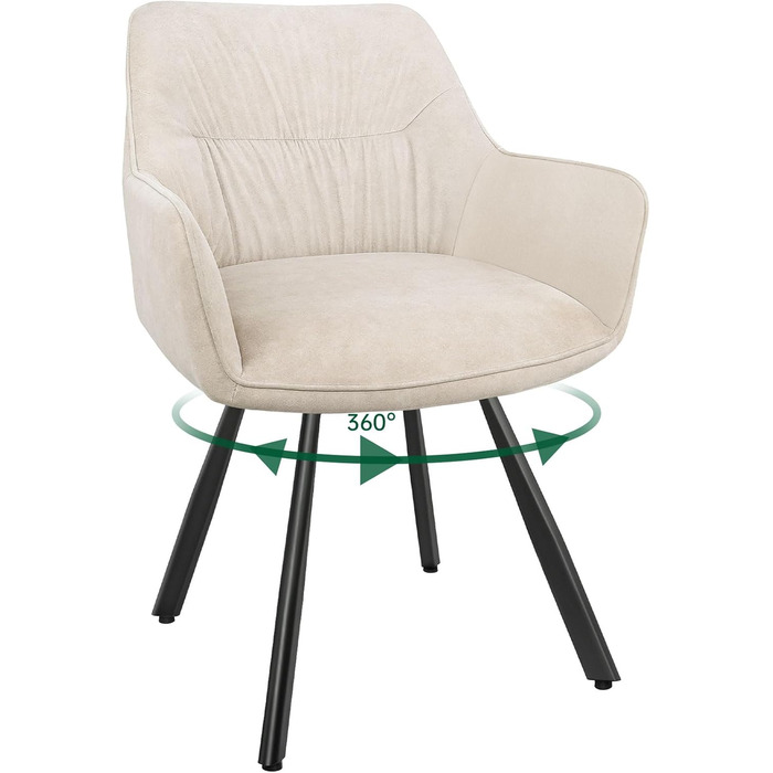 Набір обідніх крісел 6 шт. поворотні, з підлокітниками, 360°, сучасний м'який стілець з велюру, для вітальні, кухні, спальні, робочого кабінету (2 поворотні, хакі)