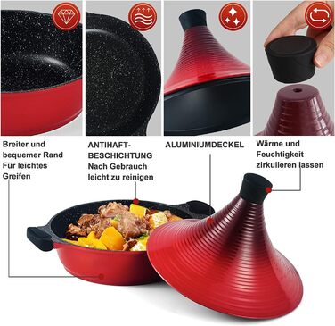 Тажин Шеффлер 32 см з антипригарним покриттям - посуд для приготування марокканських страв