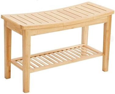 Міцна лавка для ванної кімнати з бамбука - стійка дерев'яна лавка для ванної - практичний табурет/стілець для ванної - Decopatent