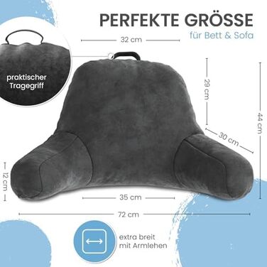 Подушка для спини та читання ELONEO з підлокітниками для ліжка та дивана, ергономічна підтримка спини, голови та шиї