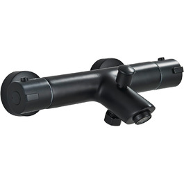 Змішувач для ванни з термостатом, чорний, настінний монтаж - універсальний для ванни та умивальника