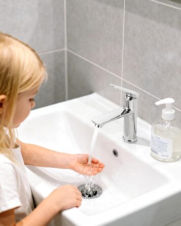 Змішувач для ванної кімнати, однорідний змішувач для раковини, хром, високий тиск, висота виливу 104 мм