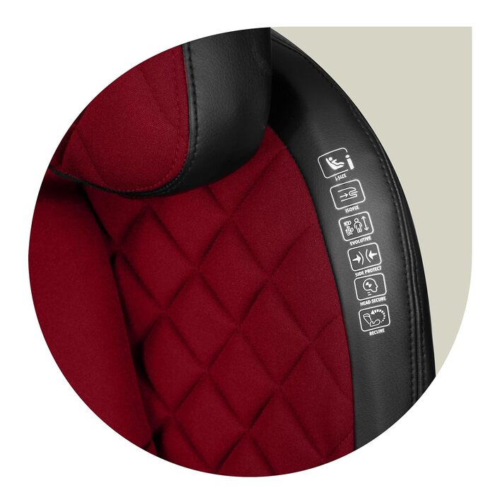 Автокрісло Nukido 15-36 кг для дітей 4-12 років ISOFIX, регулювання підголівника та нахилу, Louis (Червоний)