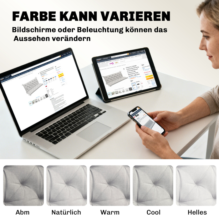 Набір подушок для лавки на 3 особи, 150x98x8 см, з зав'язками, подушки для садово-патіо меблів, гойдалки Голлівуд, світло-сірий