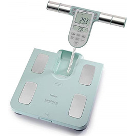 Ваги для ванної кімнати OMRON для аналізу всього тіла BF511, клінічно підтверджені, ваги для тіла з вимірюванням від руки до ноги - вимірює жир в організмі, вагу, вісцеральний жир, масу скелетних м'язів, основний метаболізм калорій і бірюзовий ІМТ ука (1 упаковка)