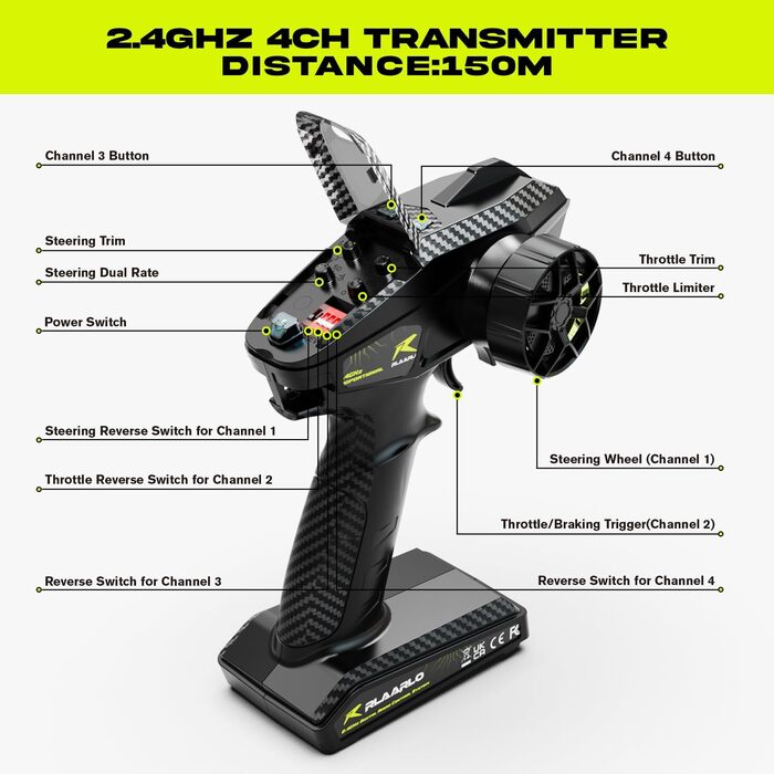 AMORIL 1/10 RTR Brushless RC Автомобіль 50+ км/год для Дорослих, Електричний Позашляховий Монстр-трак 4WD, Водонепроникний, 3S Lipo, Зелений