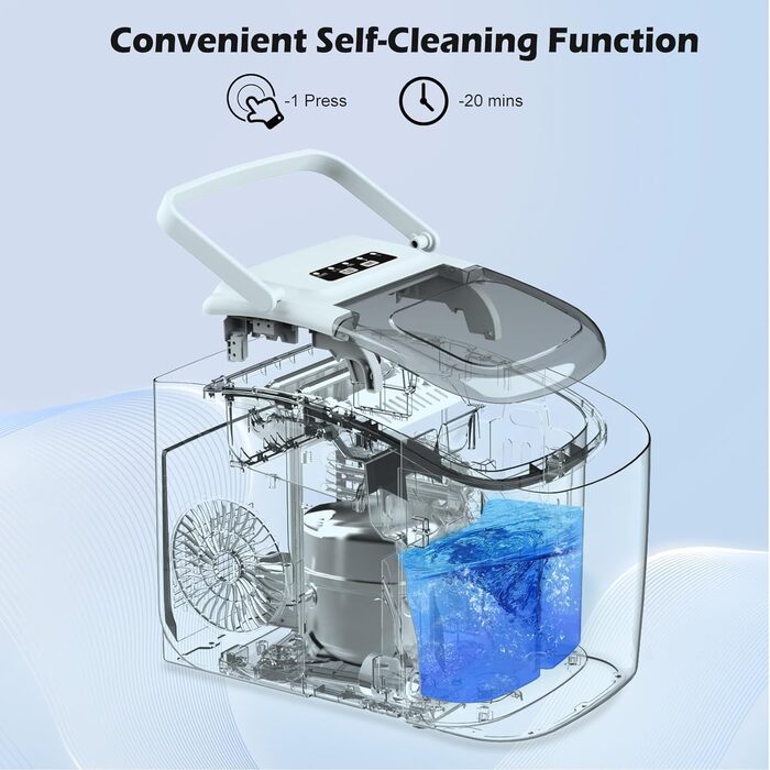Портативний льодогенератор Kleine Eiswürfelbereiter - швидке виробництво льоду (9 кубиків за 6 хв), самоочищення, білий