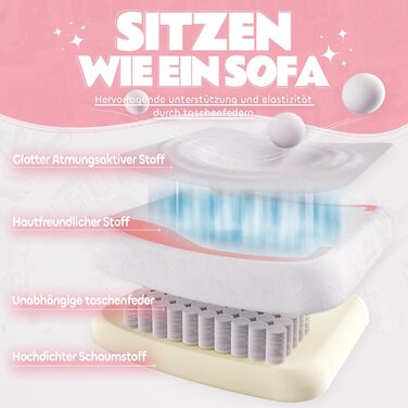 Ігровий крісло MEENICE Pink Katze з підголовником у вигляді лапки кота та вушками, з підніжкою, ергономічний ПК стілець для дітей та дорослих, рожево-білий, 200 кг