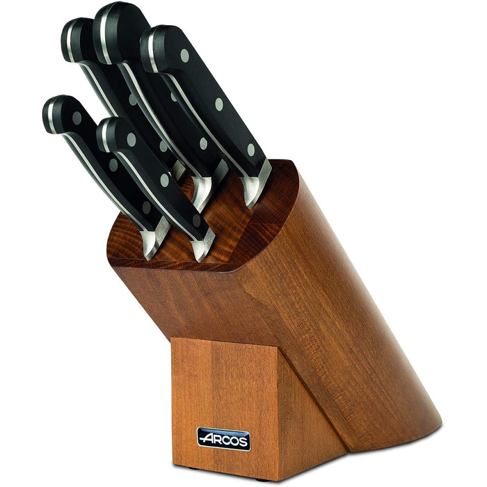 Набір кухонних ножів Arcos Serie Clasica 5 предметів у подарунковій коробці – сталь Nitrum, ручки POM, дерев'яний блок