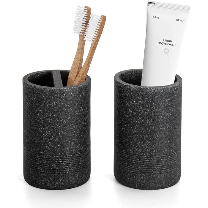 Сірий набір аксесуарів для ванної ZCCZ, 6 предметів: органайзер, тримач для зубних щіток, дозатор для рідкого мила, підставка, 2 контейнери для ватних паличок, сучасний дизайн