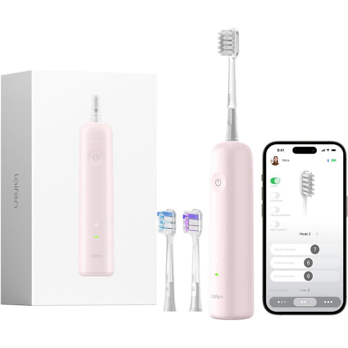 Електрична звукова зубна щітка Laifen Wave з 3 насадками, водонепроникна IPX7, для дорослих, рожева