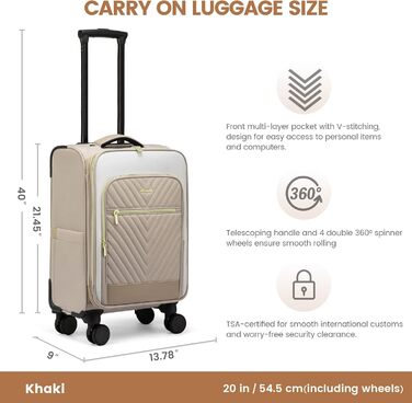 Рюкзак для ручної поклажі LOVEVOOK 40L: жіночий туристичний рюкзак, валіза-рюкзак, рюкзак для ноутбука, водонепроникний, з кульбасою, для подорожей та бізнесу (20 дюймів, Бежевий хакі)