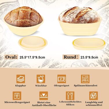 Набір для закваски з 16 частин: гнійники з силікону (круглі та овальні), скляні ємності для закваски - для професійного та домашнього випікання