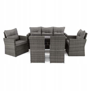 Комплект садових меблів із техноротанга EMWOmeble, сірий, 6 предметів