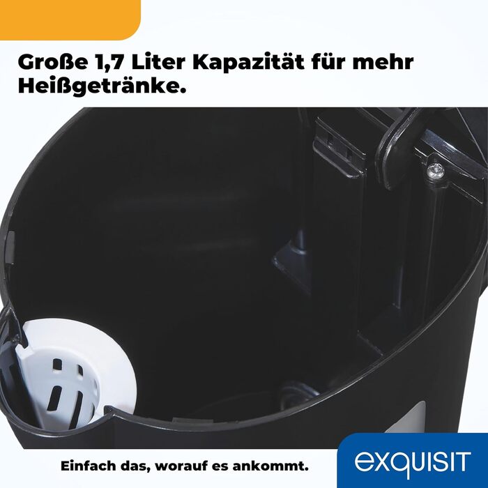 Чайник Exquisit WK 3102 swi Електричний чайник об'ємом 1,7 літра 2200 Вт Проти вапняного нальоту Захист від перегріву та сухого ходу чорний
