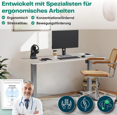 Електричний регульований стіл Albatros UP30, срібний | Металеве підстав'я, ніжки, опори для столу | Підходить для робочих місць середньої ширини