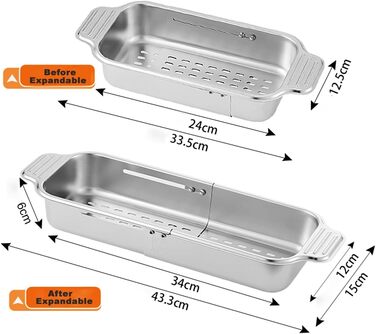 Кошик для сита з нержавіючої сталі 304, висувний, прямокутний, макс. 60 символів Сито для макаронних виробів, фруктів, овочів