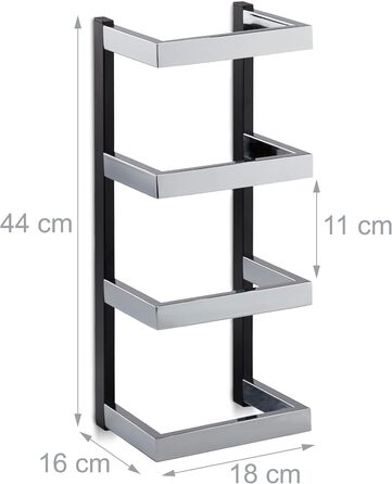 Полиця для рушників, відділення для рушників, хром, підвісні, 44x18x16 см, сріблястий/чорний, 2 шт.