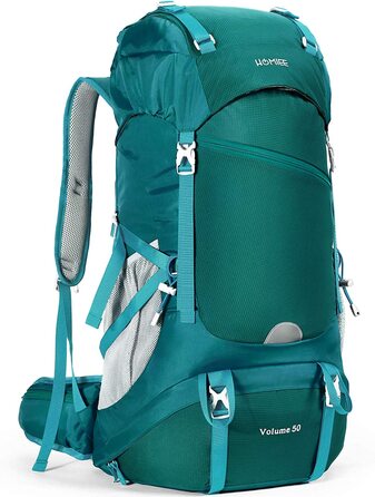 Похідний рюкзак HOMIEE 50 л, чоловічий і жіночий водонепроникний похідний рюкзак, дорожній рюкзак для активного відпочинку, похідний рюкзак з дощовиком, рюкзак для піших прогулянок, альпінізму, кемпінгу, подорожей, спорту (зелений)