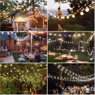 Ланцюжок прикрас для дому та саду 30м LED ST45, теплі світлодіоди 2700K, E27, IP65, вологостійкий, для вечірок та святкування