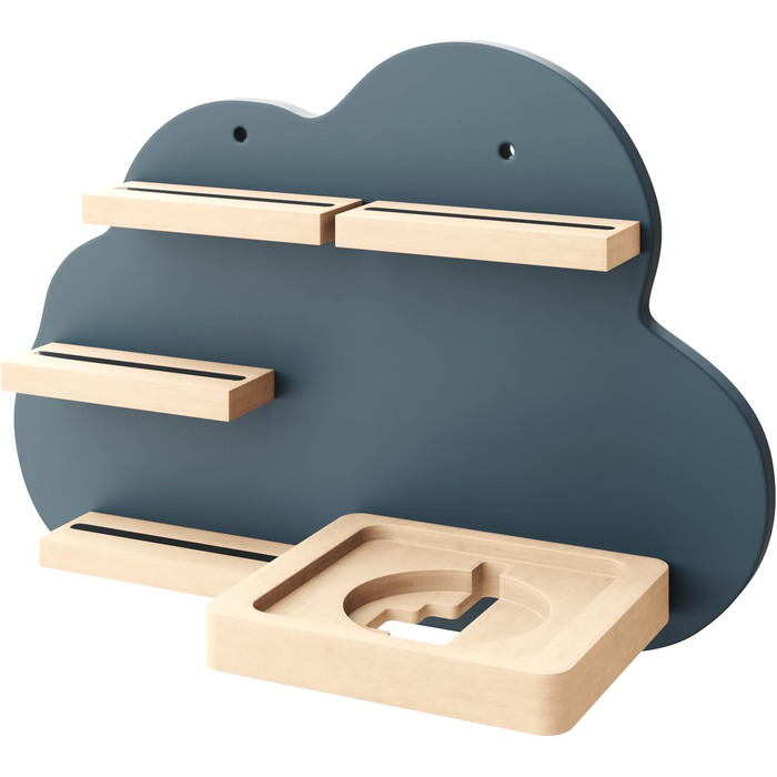 Полиця Tonie, дисплей для колонок і фігур (настінна полиця для дитячої кімнати з дерева FSC, вміщує Toniebox і багато тоні з магнітними кріпленнями, красивий дизайн хмари, ) (Небесно-блакитний)