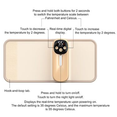 Підігрівач молока бездротовий з LED дисплеєм температури, 8000mAh, для дитячих пляшечок, в подорожах, 6 режимів, швидкий нагрів, USB-C зарядка, ізоляційний чохол для материнського молока, блакитний (жовтий)