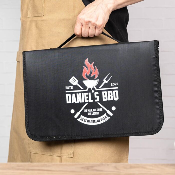 Персоналізований набір для барбекю Wanapix | 6 аксесуарів (ніж, точилка, ніж для нарізання, щипці, бамбукова дошка)