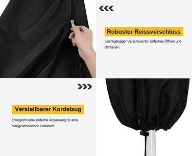 Захисний чохол для парасольки (400см) - водонепроникний, стійкий до УФ, для саду та ринку, чорний