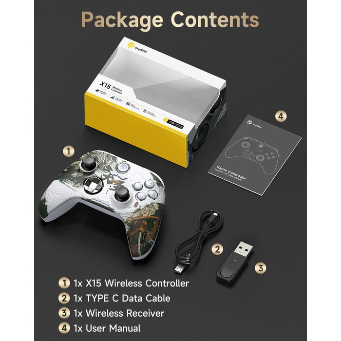 EasySMX X15 Бездротовий геймпад для ПК з RGB підсвіткою, аналоговий джойстик та тригери, Bluetooth для PC/Switch/Android/iOS