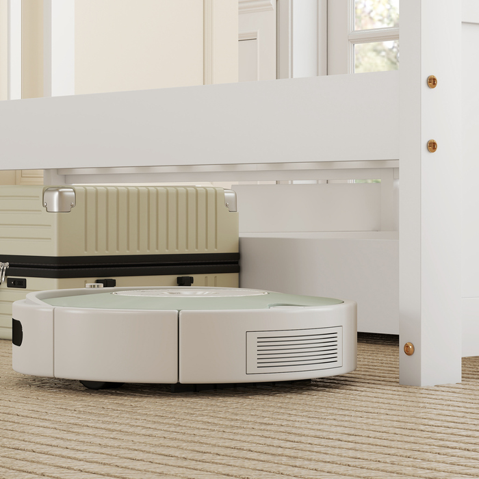 Ліжко одинарне, дерев'яний каркас, ящики на колесах, не потребує ламелей, 90 x 200 см, білий