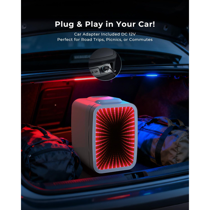 Міні-холодильник BEICHEN 4Л з RGB-підсвіткою, 2в1 (охолодження та підігрів) для напоїв, косметики та геймінгу, 220В/12В, білий