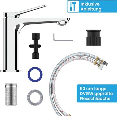 Змішувач для умивальника Bächlein Aldeya, чорний матовий, з монтажним комплектом