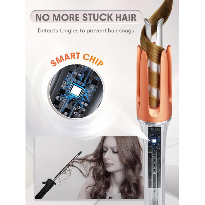 SHEGLAM Автоматичний локон для волосся з керамічним покриттям, 3 температурні режими (170-210°C), швидкий нагрів, самообертовий, діаметр 25 мм