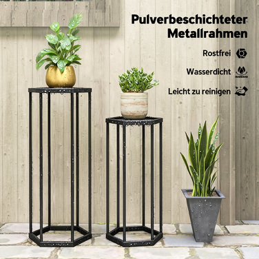 Набір з 2-х підставок для рослин для внутрішнього та зовнішнього використання, шестигранні металеві підставки для квіткових горщиків для саду, тераси, балкону