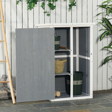 Outsunny Garden Shed Полиці для садового сараю Ялиця чорна+сіра+біла 75x56x115см