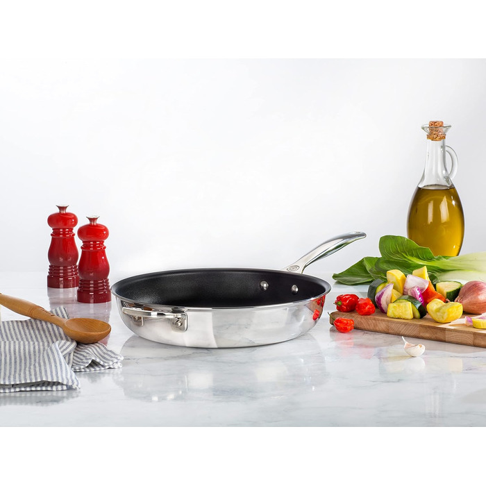 Сковорода LE CREUSET з нержавіючої сталі 3-шарова, 28 см, з антипригарним покриттям
