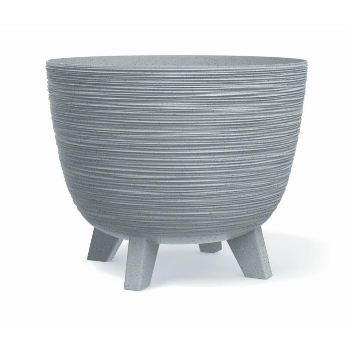 Квітчар BirnePower Furu Ø 39,5 см, антрацит: круглий горщик для квітів 26л з виглядом соснової хвої, пластиковий, стійкий до погодних умов, для дому та саду, сучасний дизайн (розмір 400), сірий 29 см